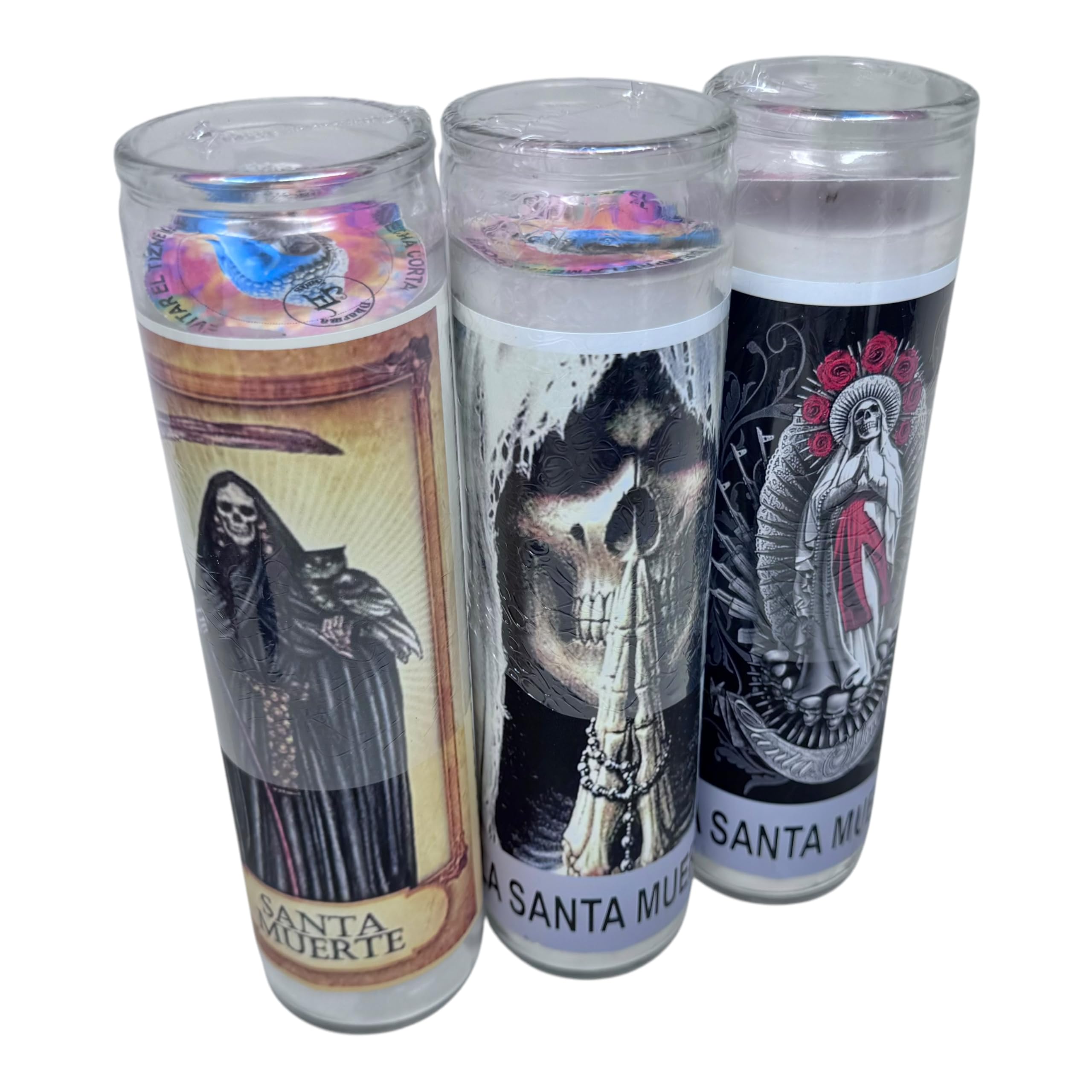 Velas blancas sin esencia Santa Muerte 14 oz