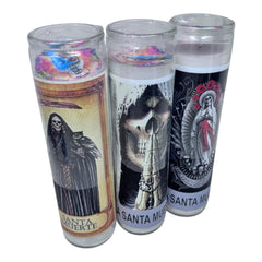 Velas blancas sin esencia Santa Muerte 14 oz