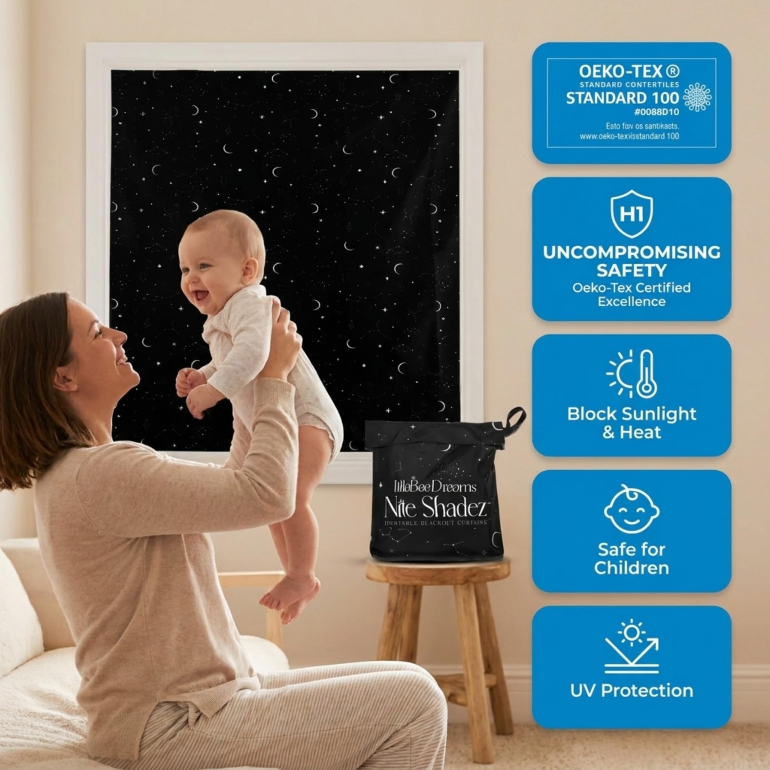 Stars pattern portable blackout curtains for baby nursery