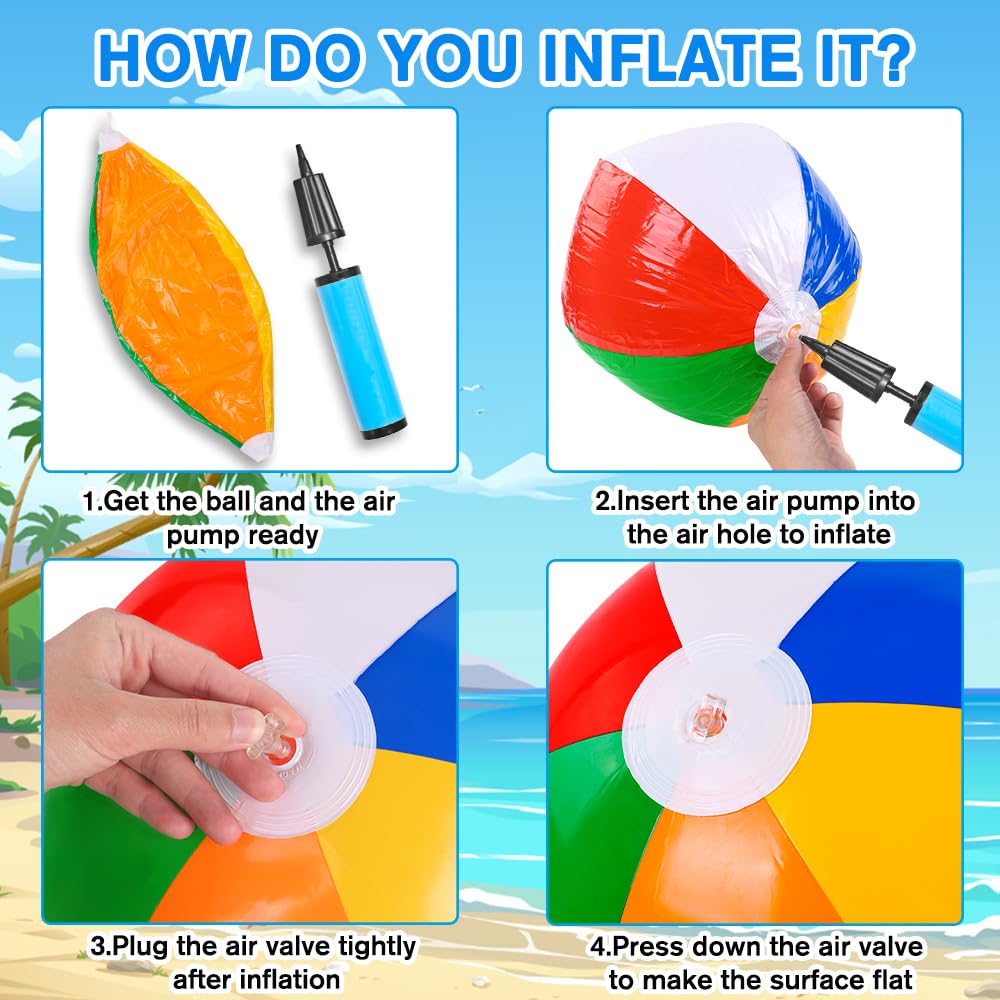 Inflatable beach balls with valve for easy inflation and deflation