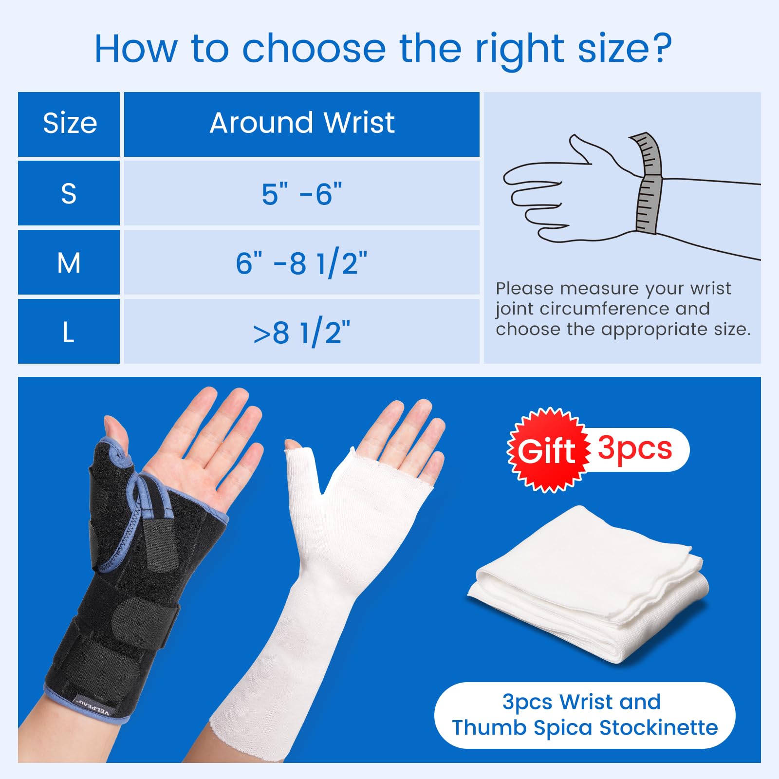 Note on right or left hand fit for Velpeau carpal tunnel wrist brace
