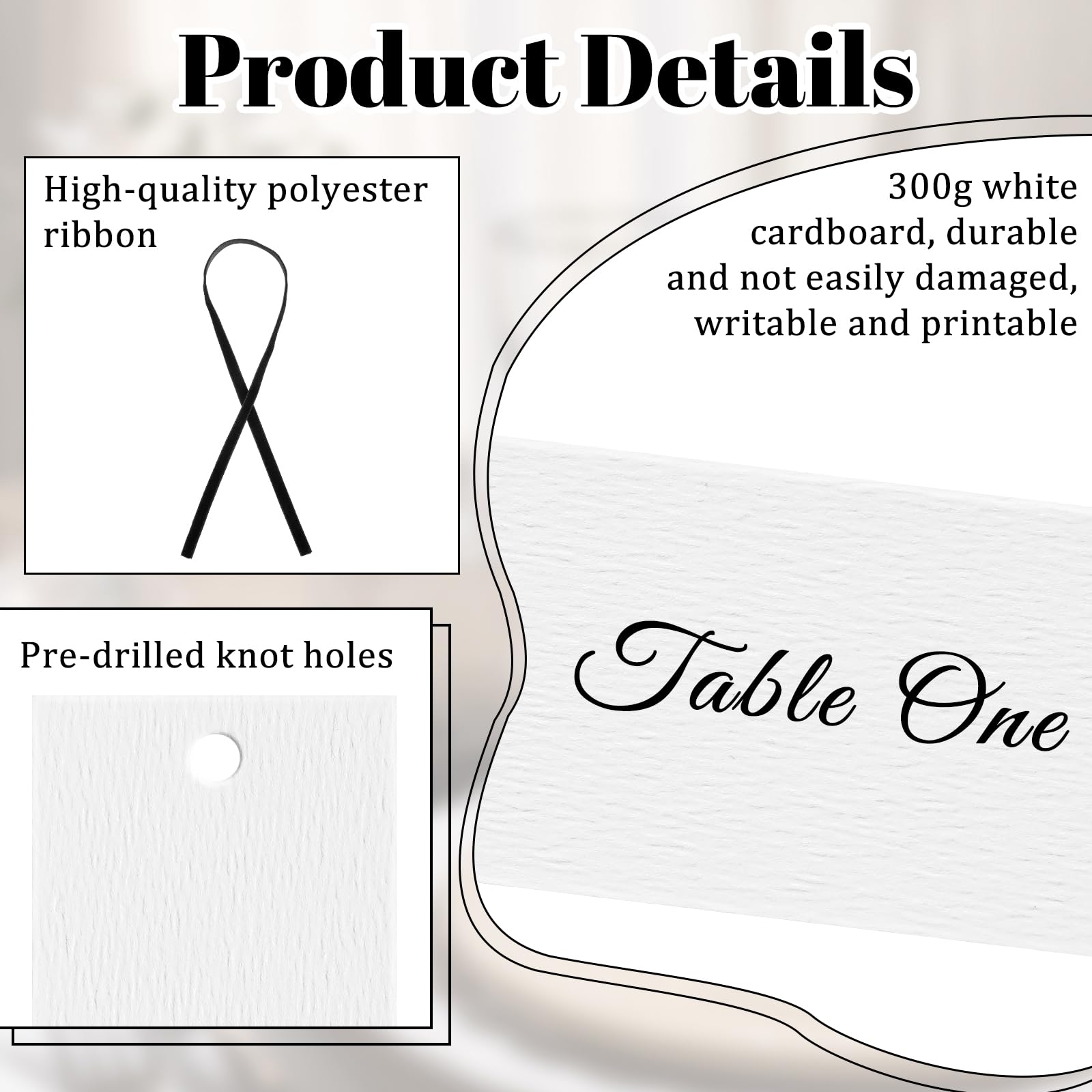 50 black velvet ribbons for place cards