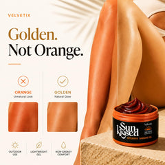 Label highlights natural golden bronze glow concept