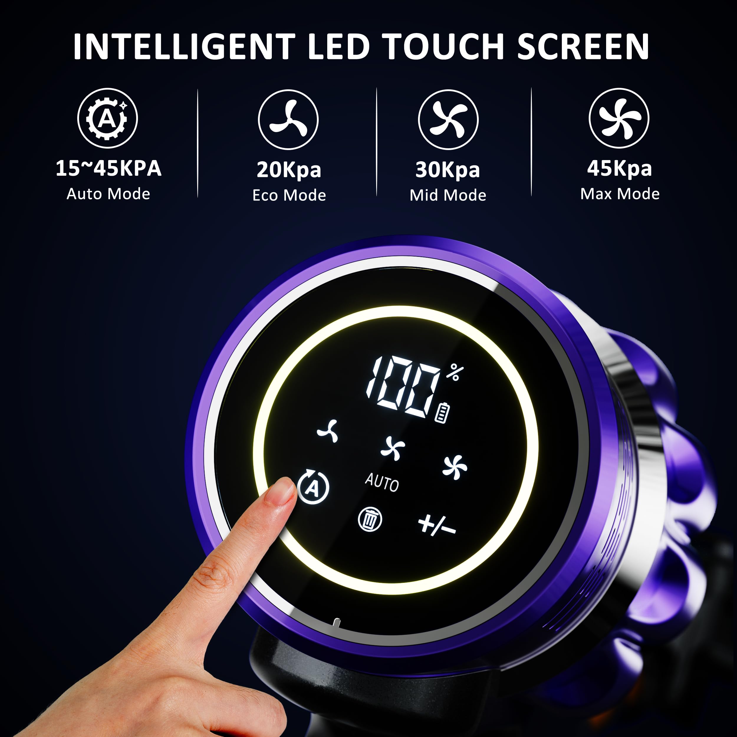 50KPa stick vacuum power with suction motor close up
