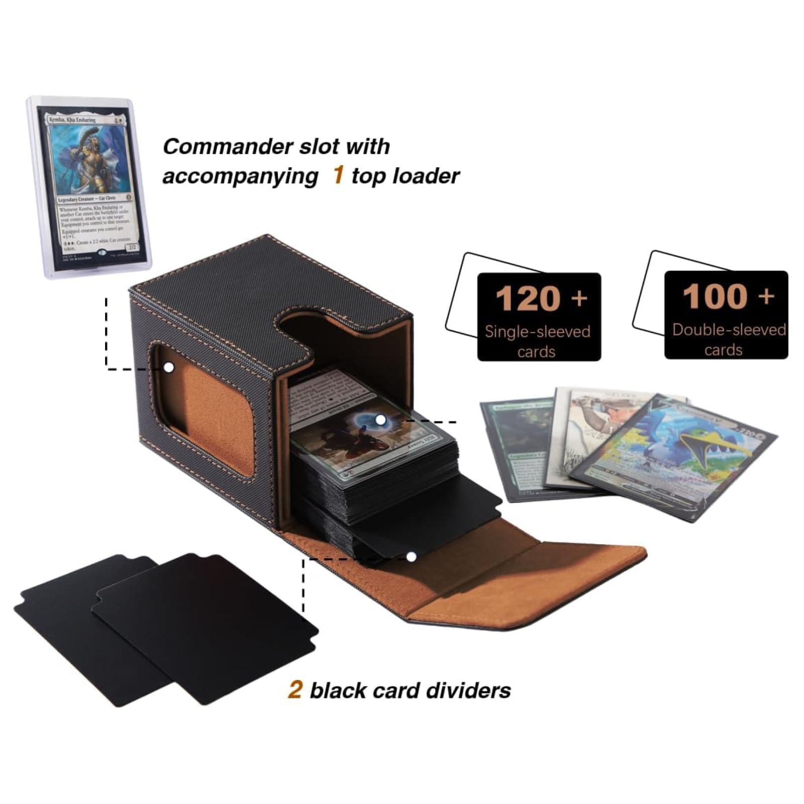 Commander slot and display area for easy deck identification