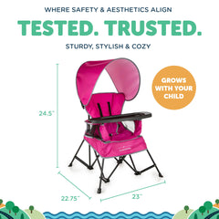 Portable chair grows with child from baby to big kid pink