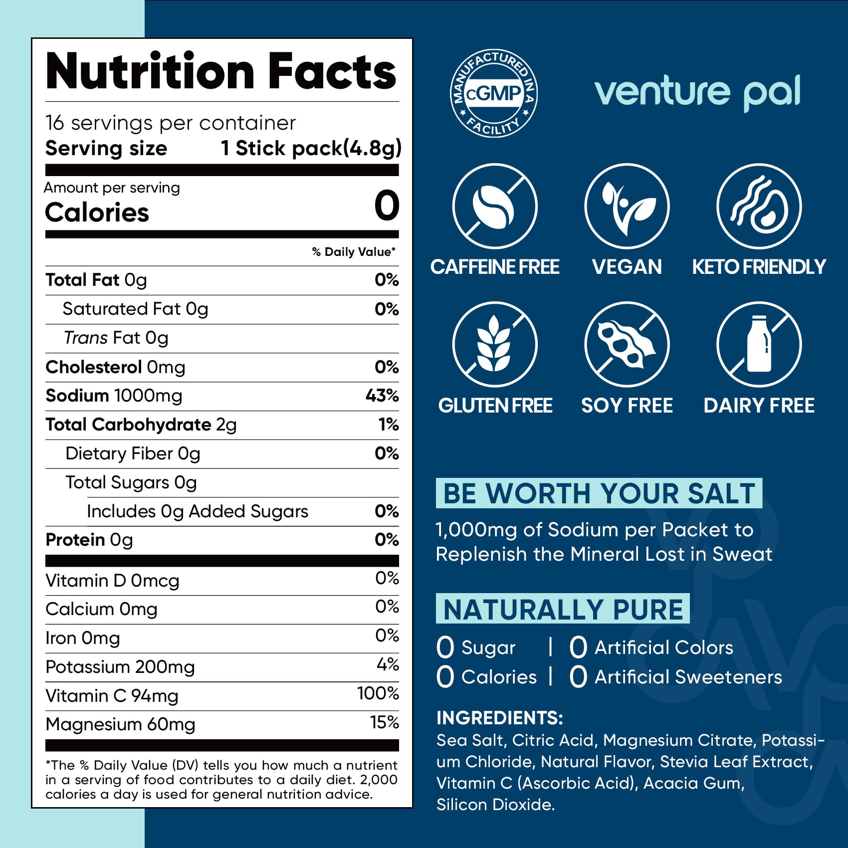 Venture Pal electrolyte mix with sodium potassium magnesium