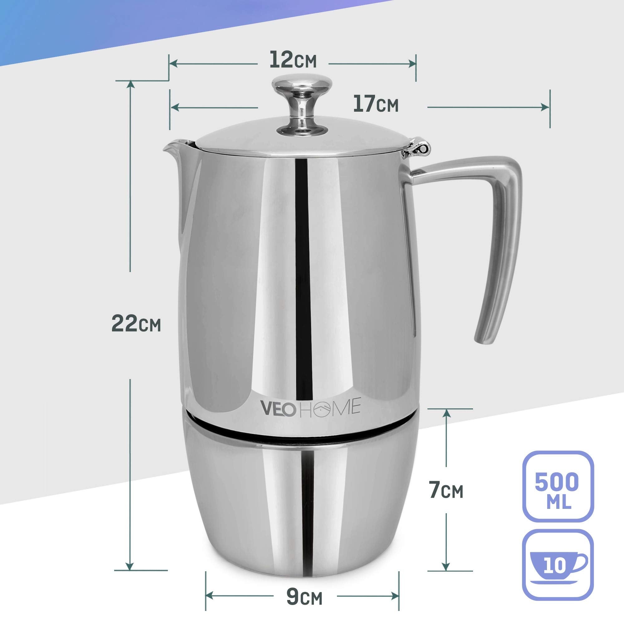 VeoHome 10 cup coffee maker stainless steel image