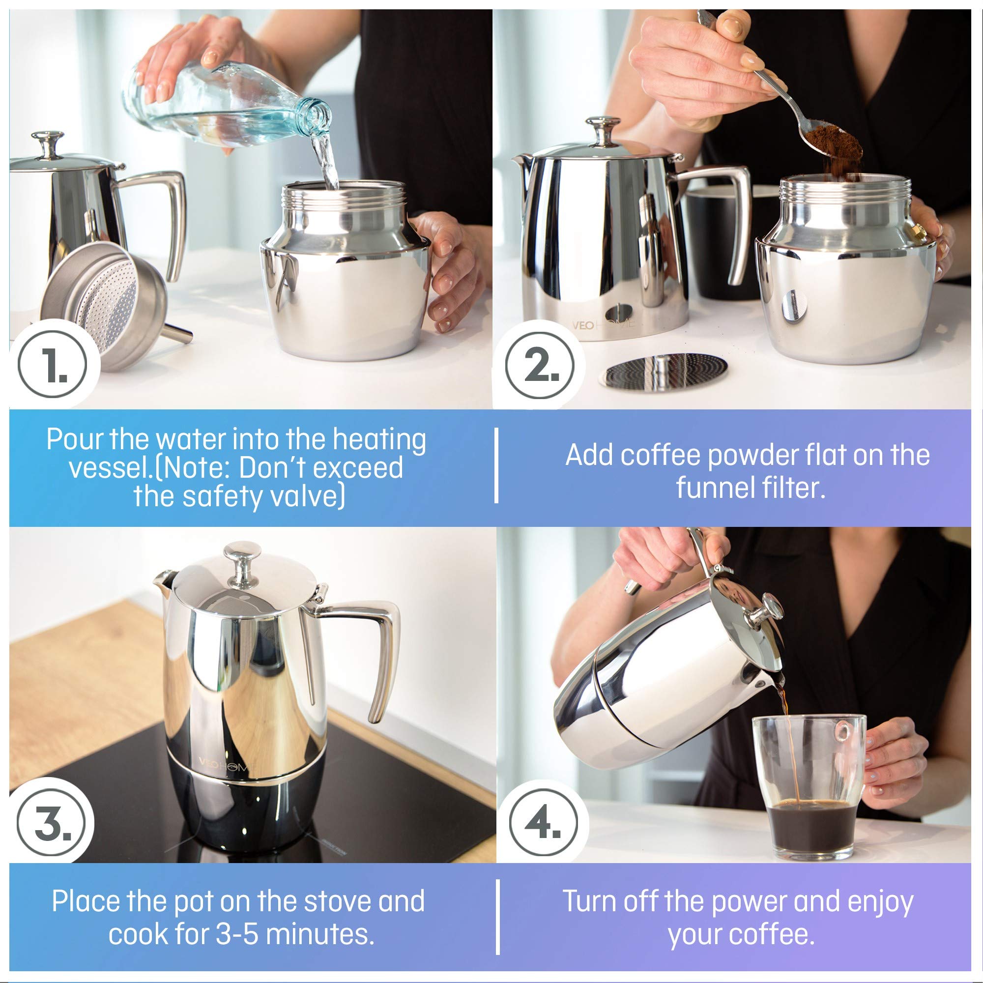VeoHome double-filter technology espresso maker