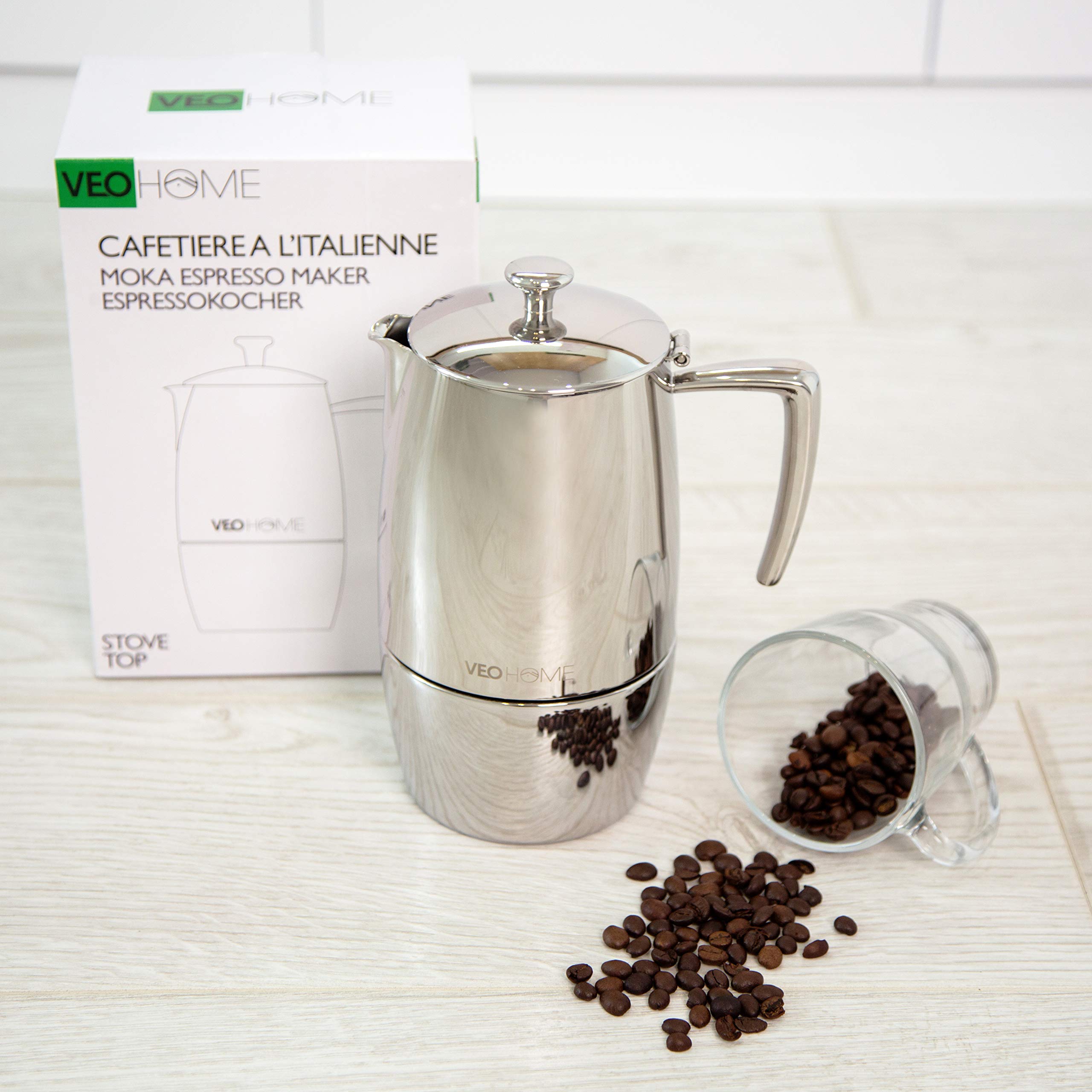 VeoHome moka pot for gas electric ceramic induction