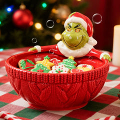 Veramedy 6.5 inch Christmas Candy Bowl ceramic with Santa hat
