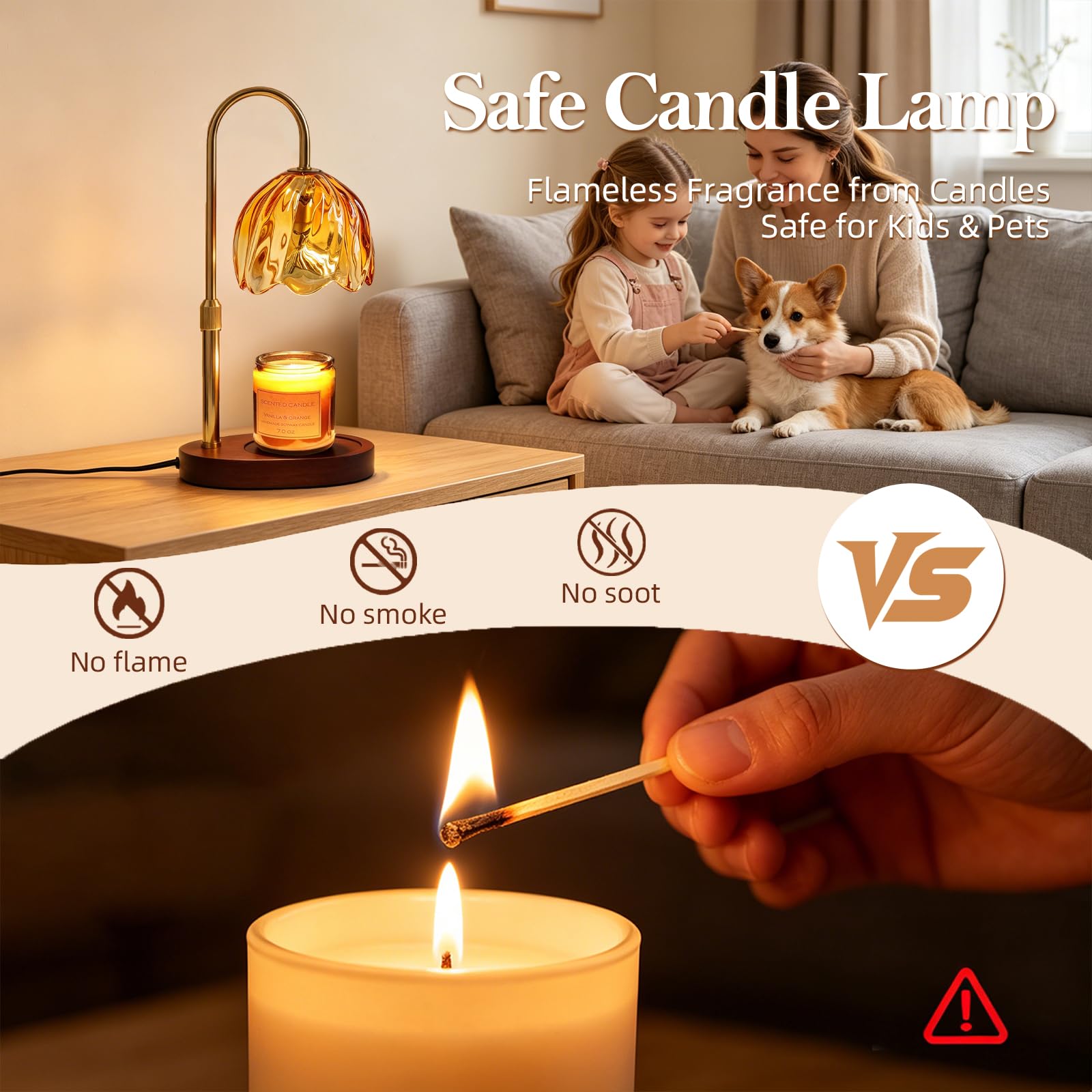 Two 50W halogen bulbs for even melting and fragrance release