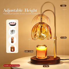 Adjustable lamp height from 9.9 to 13.6 inches for jar candles