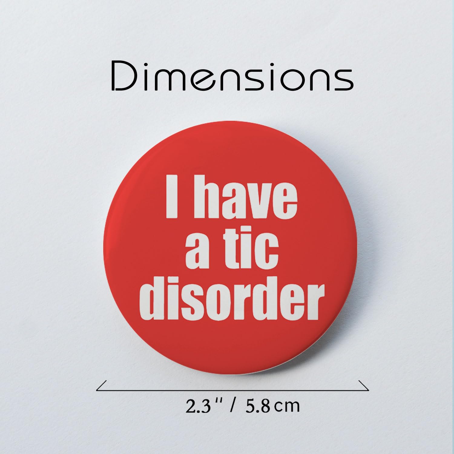 durable 2-3 inch badge pin for tic awareness with secure pinback