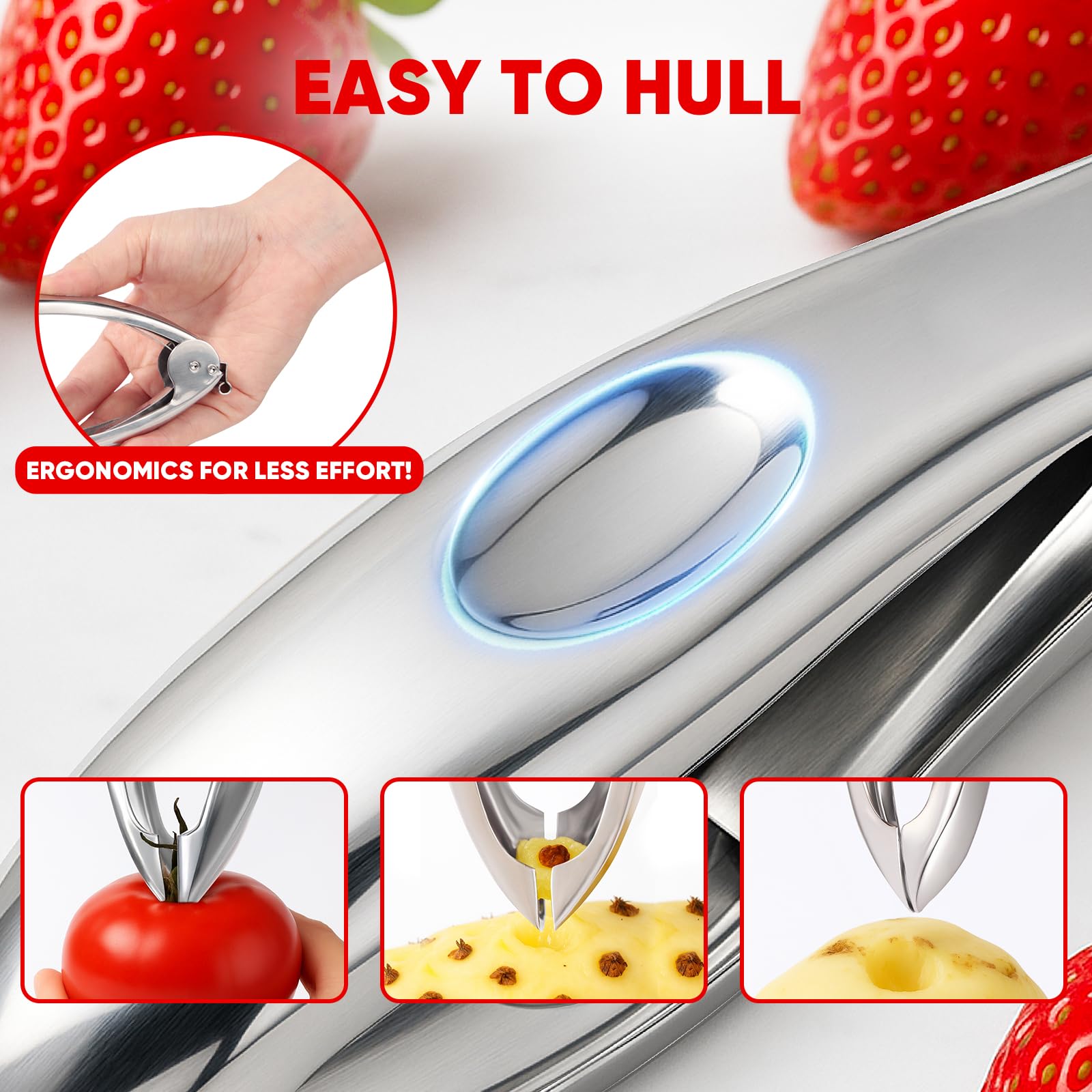 Versatile corer for tomatoes and soft fruits