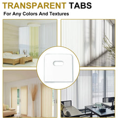 Vertical blind fixer tab applied to slat