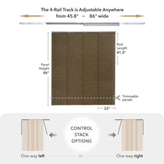 4 panels each 23 inches wide and 96 inches tall