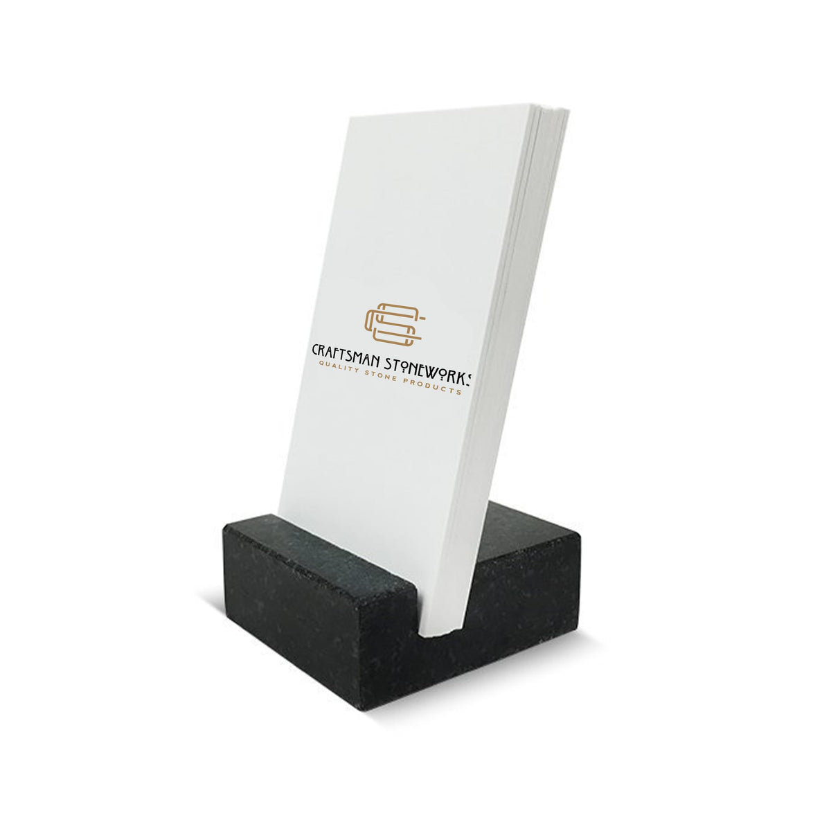 Vertical business card holder desk black granite