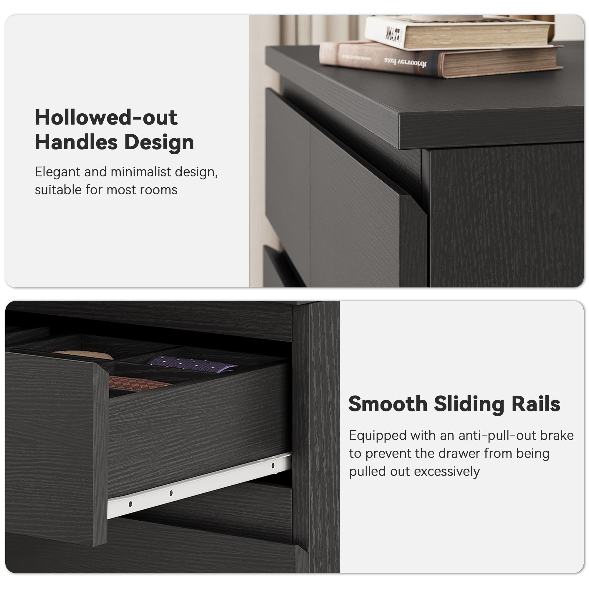 Top surface of dresser for decor items
