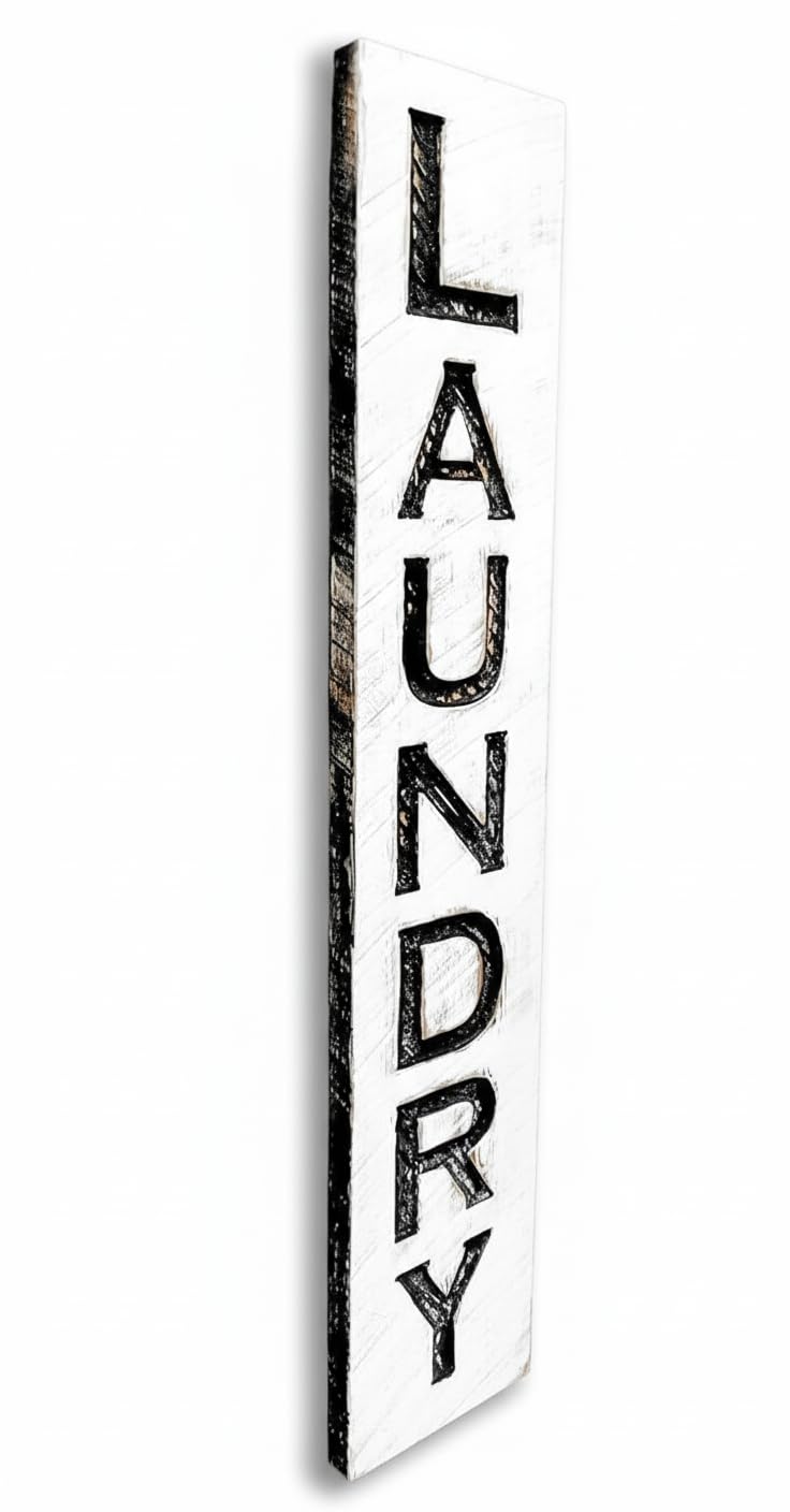 Vertical Laundry Sign solid wood handcrafted sign