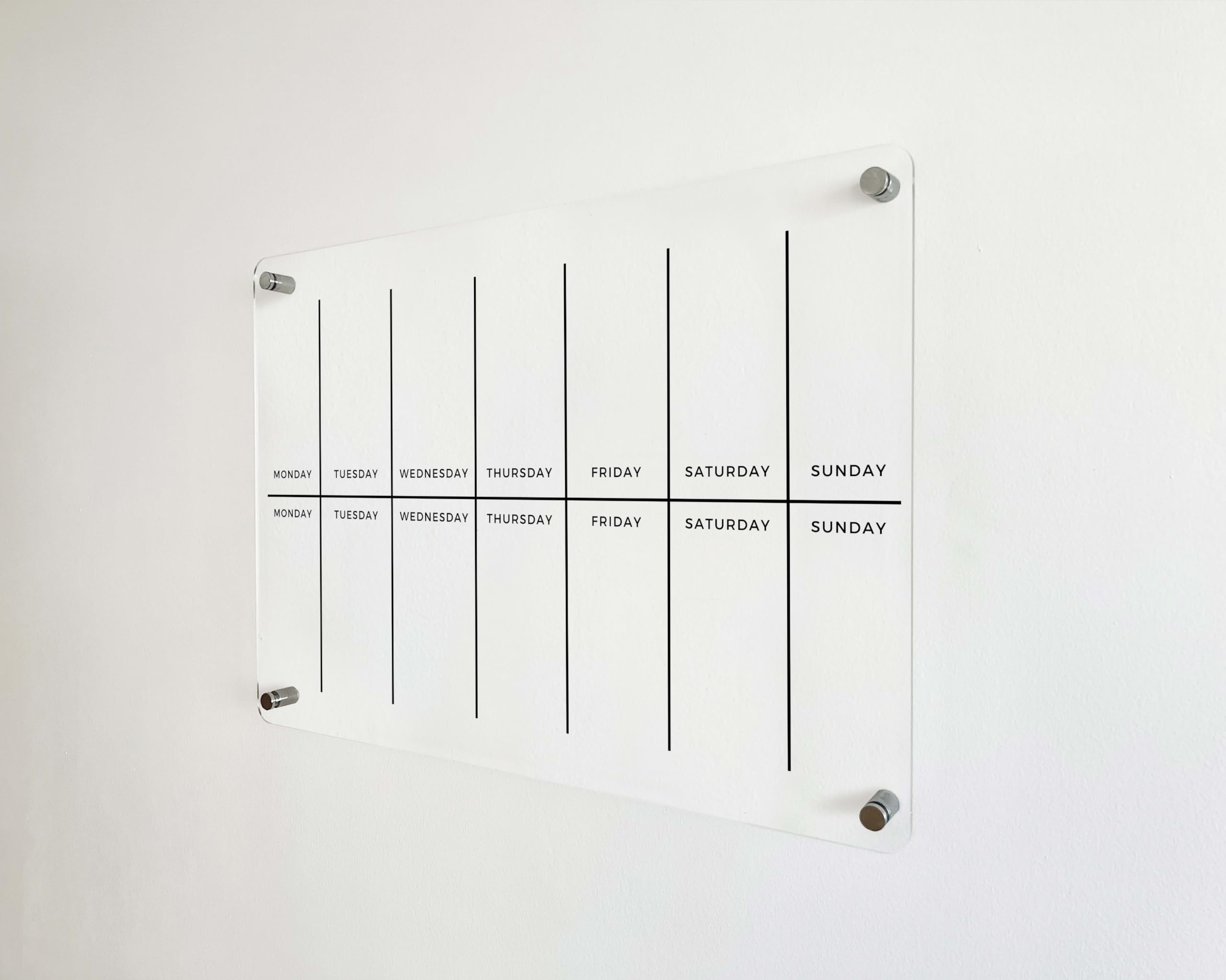 Reusable dry erase surface for weekly planning