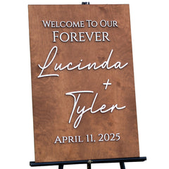 Vertical Wooden Wedding Welcome Sign 12x18 size in birch wood