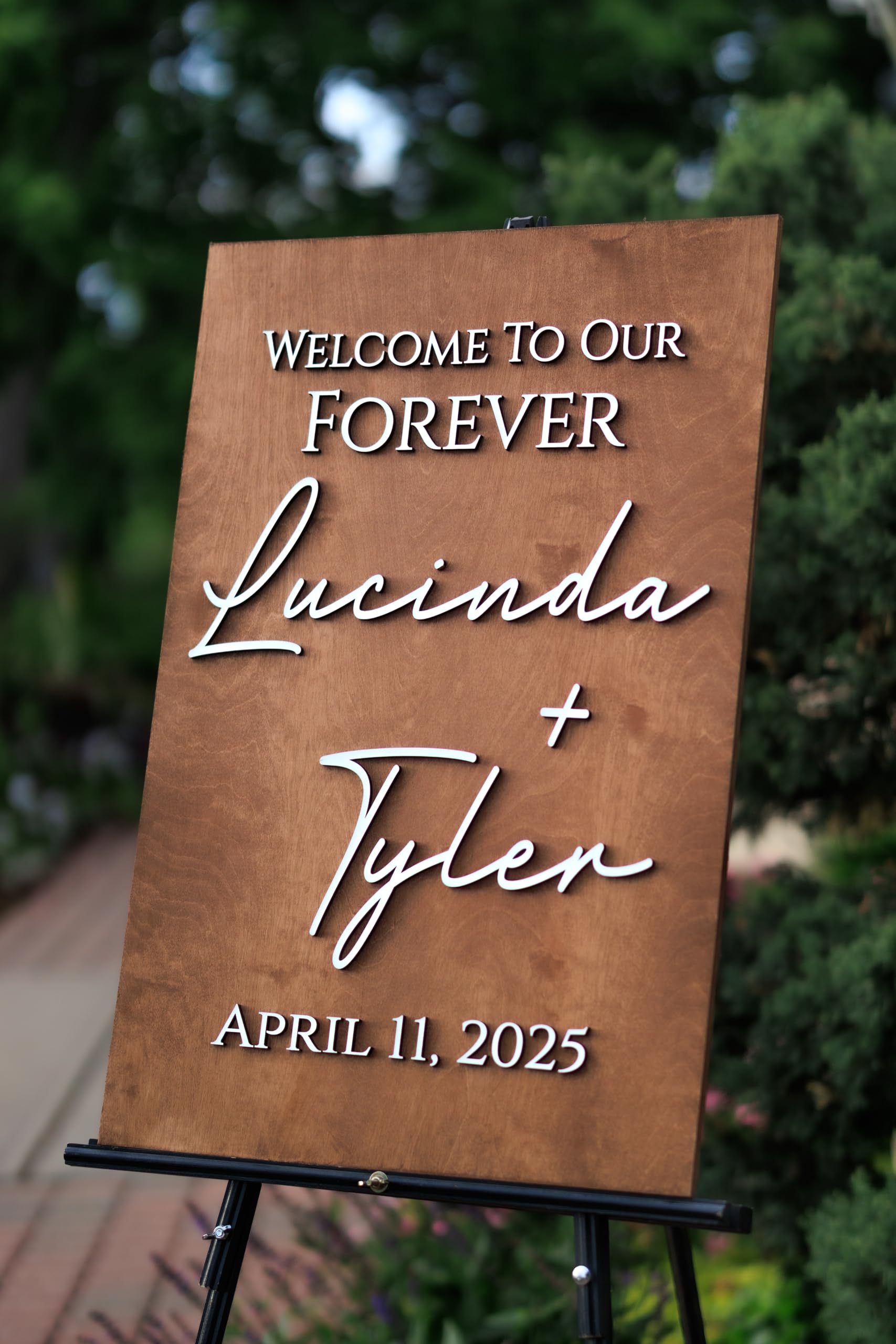Natural birch wood finish for wedding sign