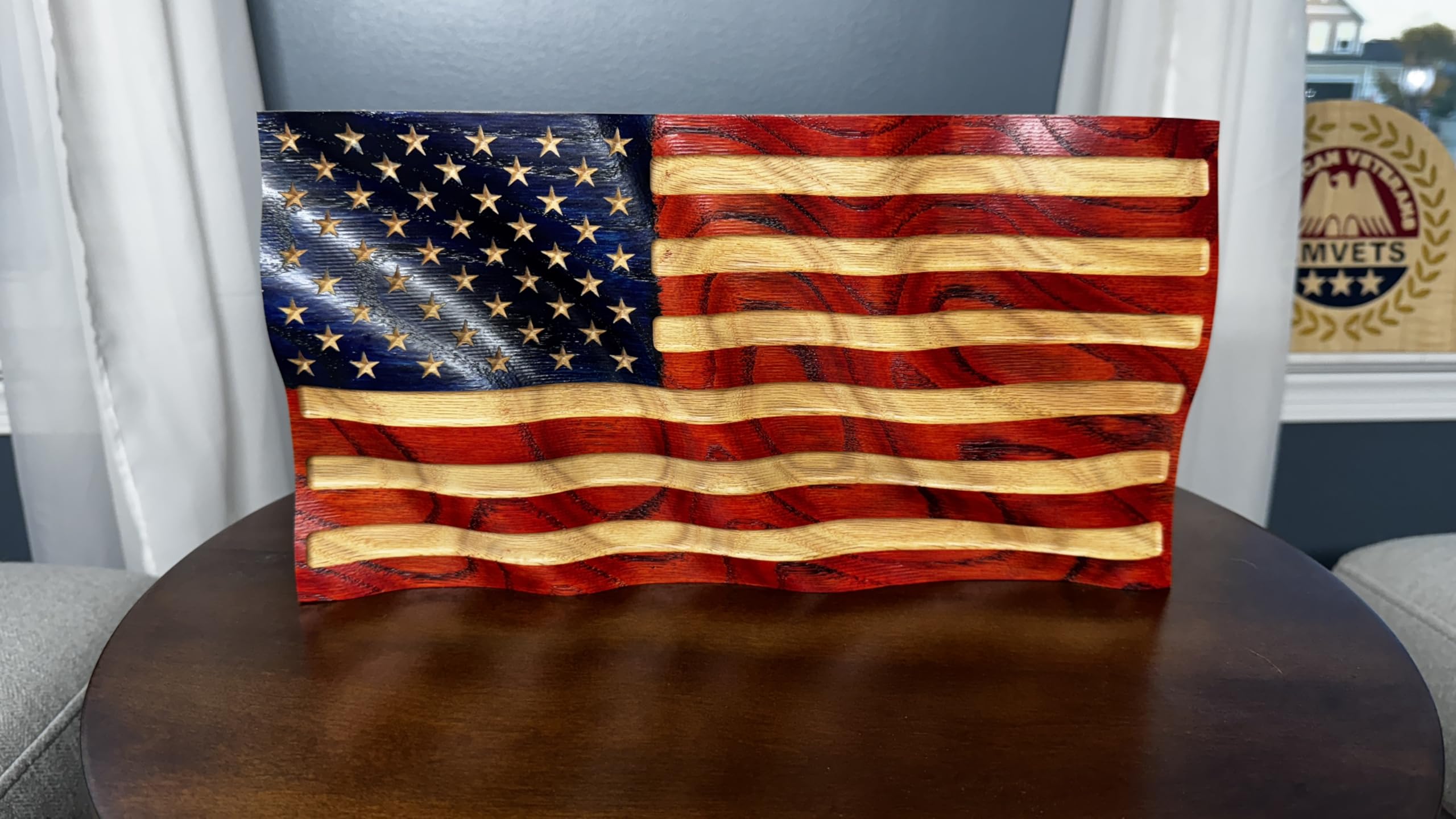 Made in USA red oak flag with hanger
