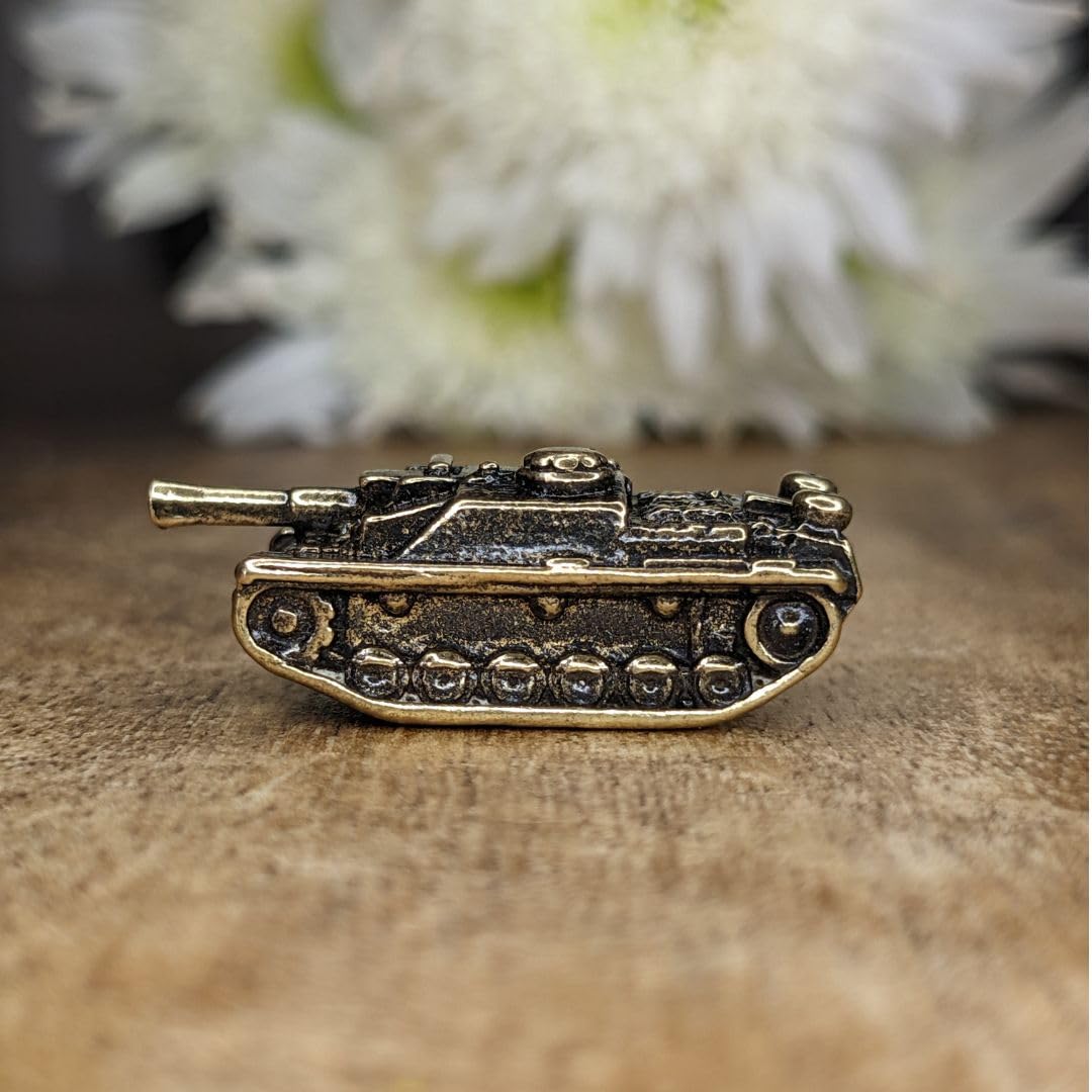 Veterans gift miniature tank figurine in brass