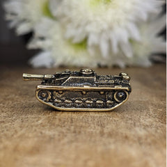 Veterans gift miniature tank figurine in brass