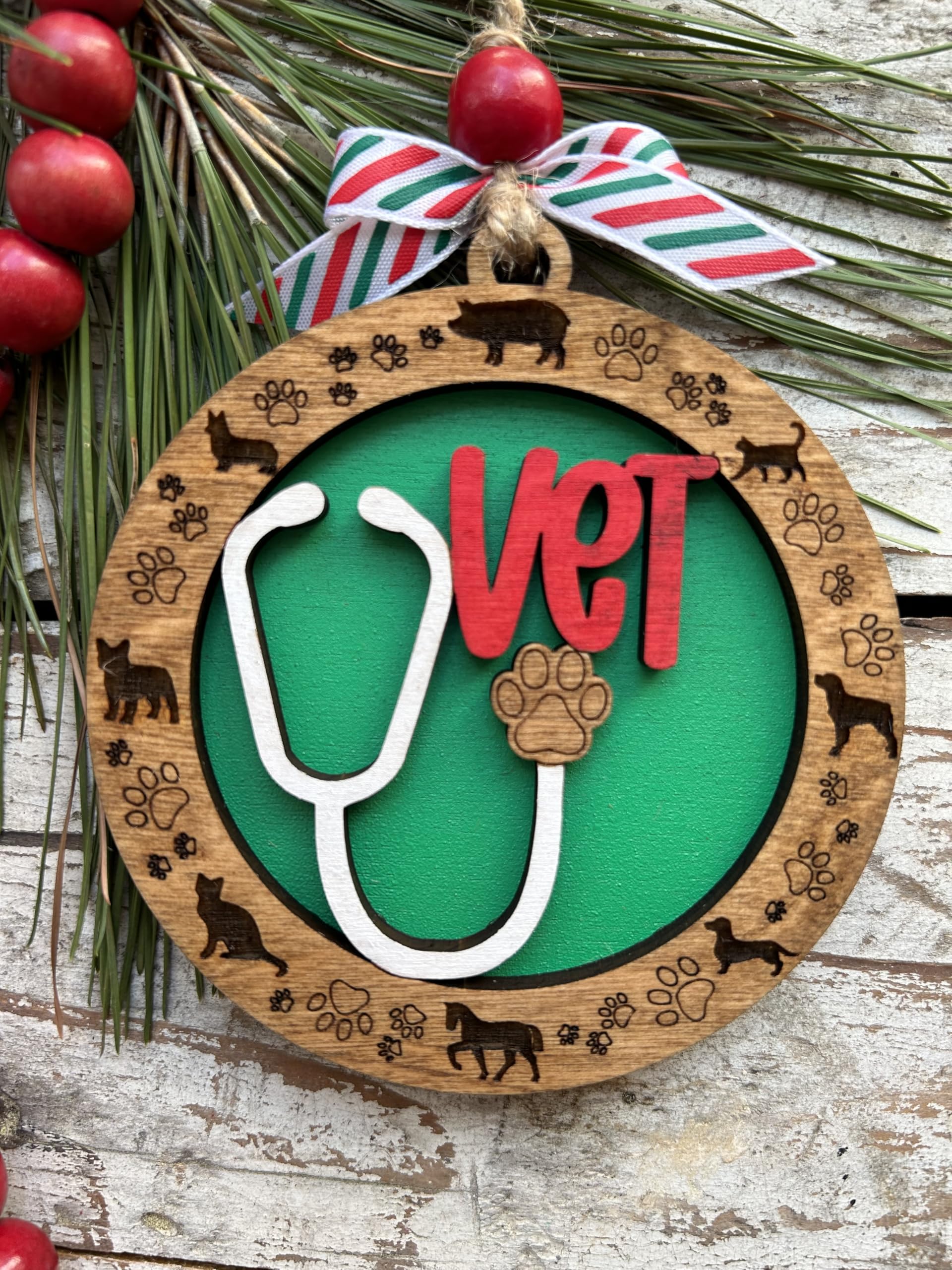 Decorative holiday ornament for animal care professionals