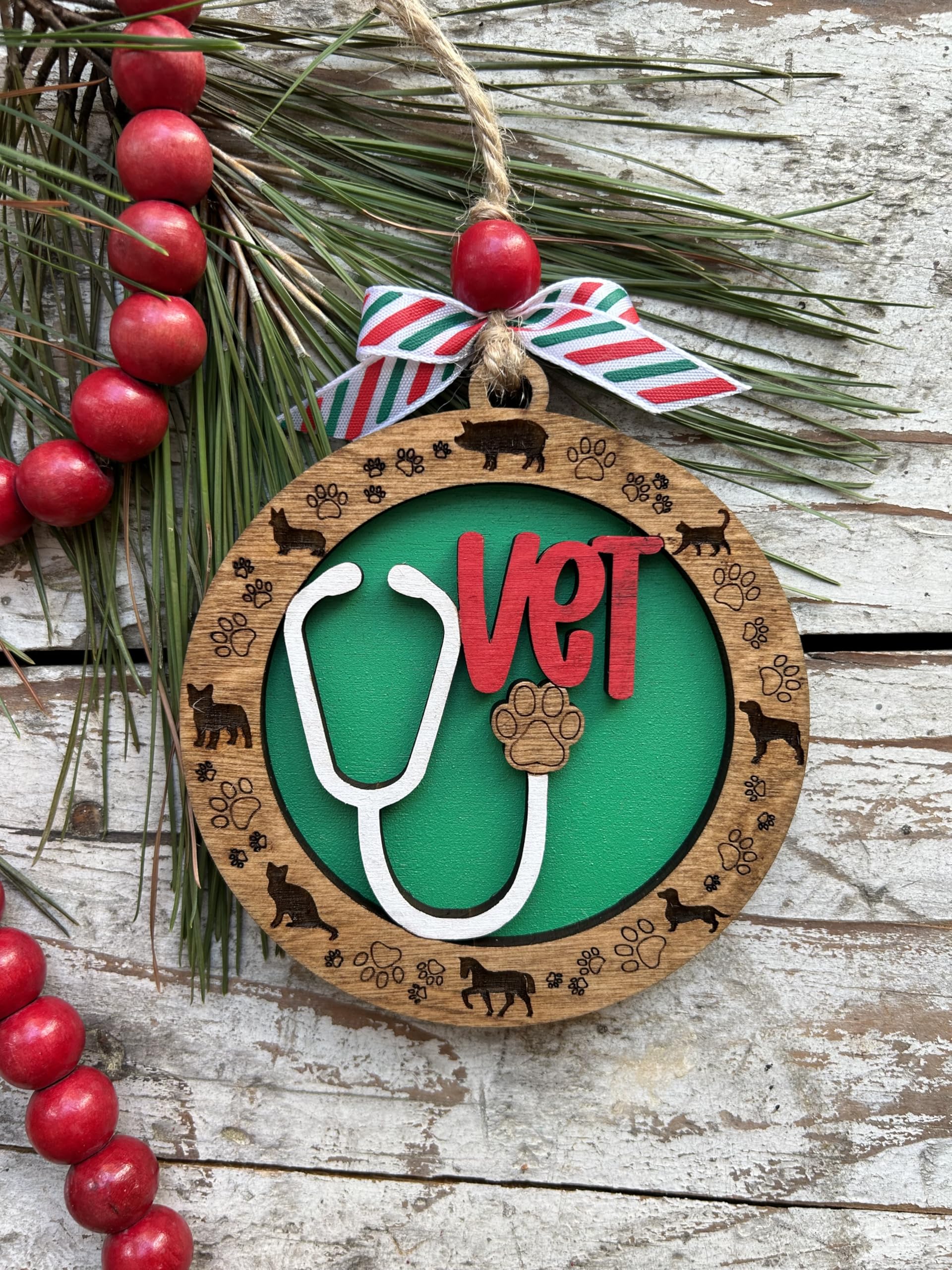 Easy hanging with included hanging kit for Veterinarian Vet Christmas Tree Ornament