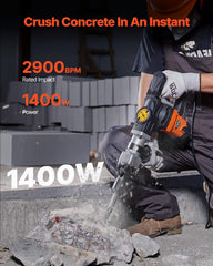19J impact energy for fast concrete breaking