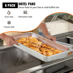 Full size stainless steel hotel pans with 2.5 inch depth