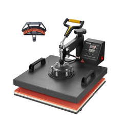 VEVOR 2 in 1 heat press for T shirts and hats with 15x15 inch flat platen