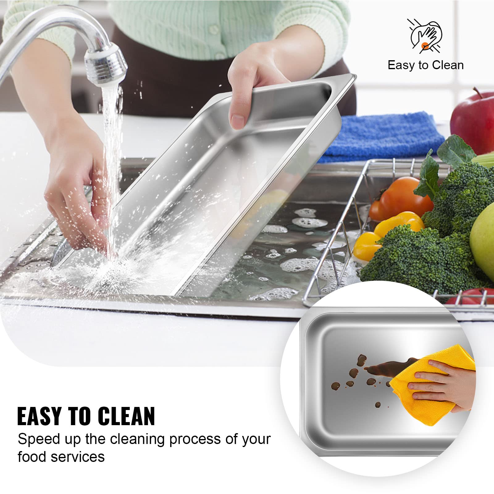 Large capacity steam table pan for catering use