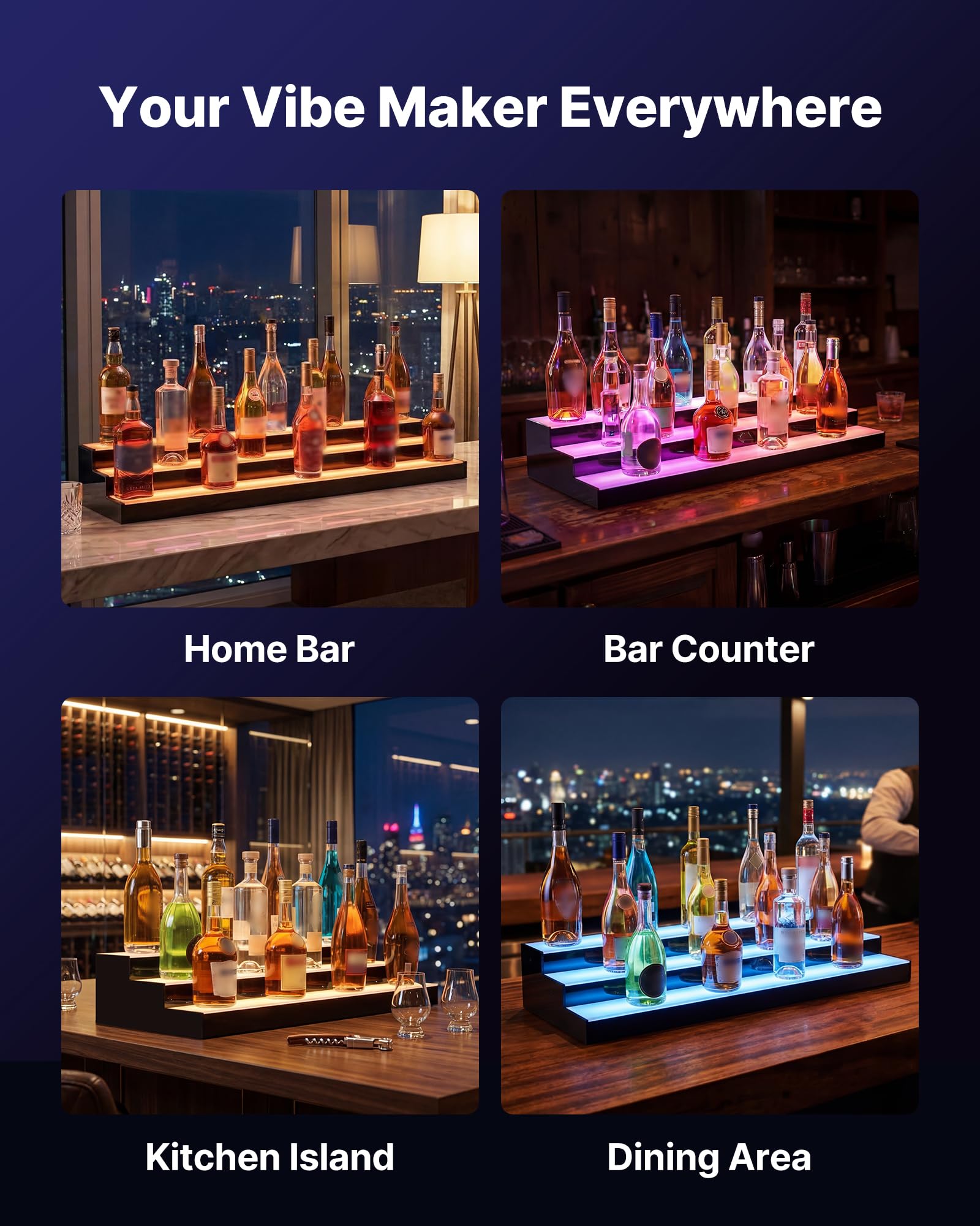 Detachable 3-tier display that stacks or lays flat for flexible use