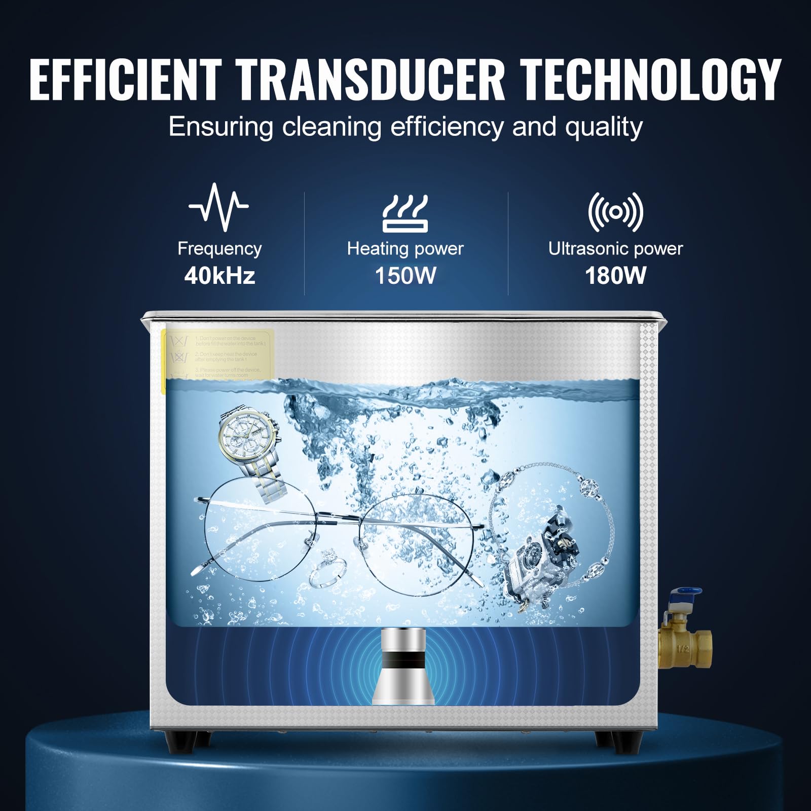 Three transducers 60W each in VEVOR cleaner