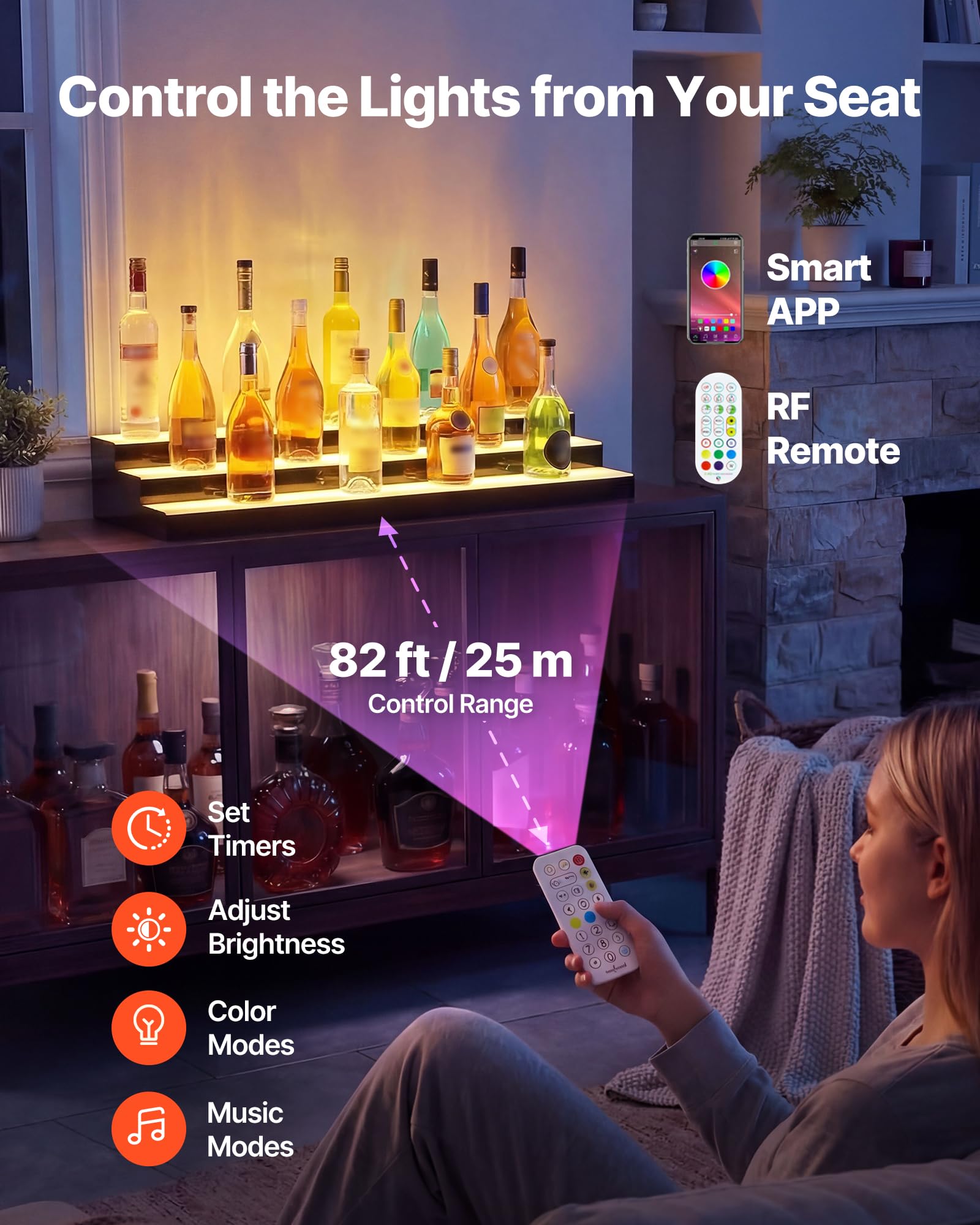 Acrylic liquor display holds 30-39 bottles for organized setup