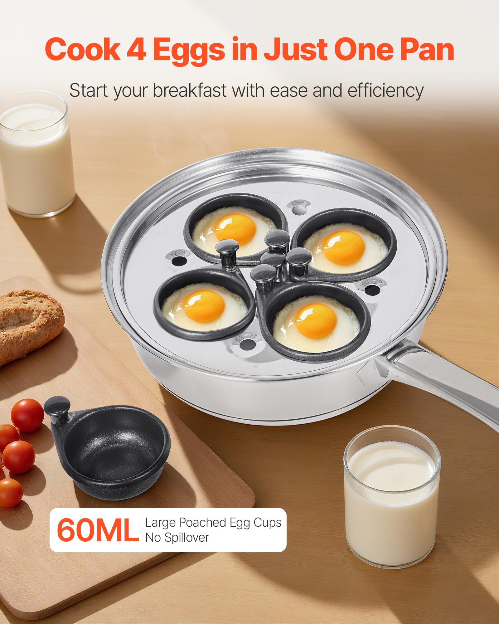 Stainless steel poacher pan designed for induction stoves