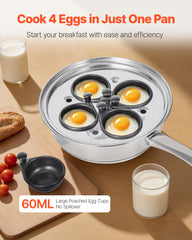 Stainless steel poacher pan designed for induction stoves
