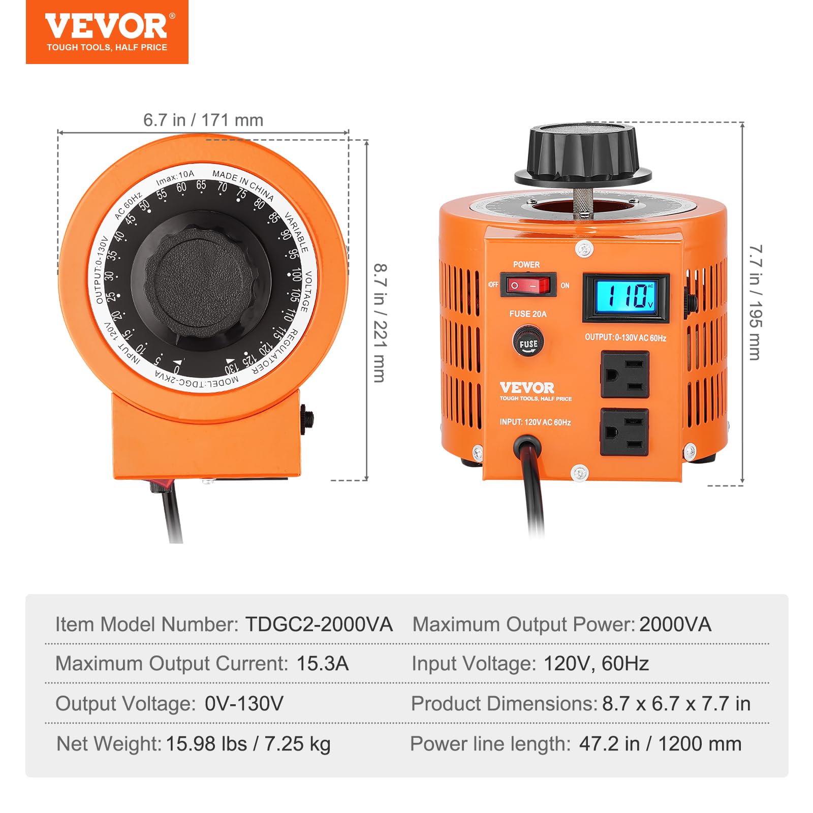 Suitable for household and industrial use with VEVOR transformer