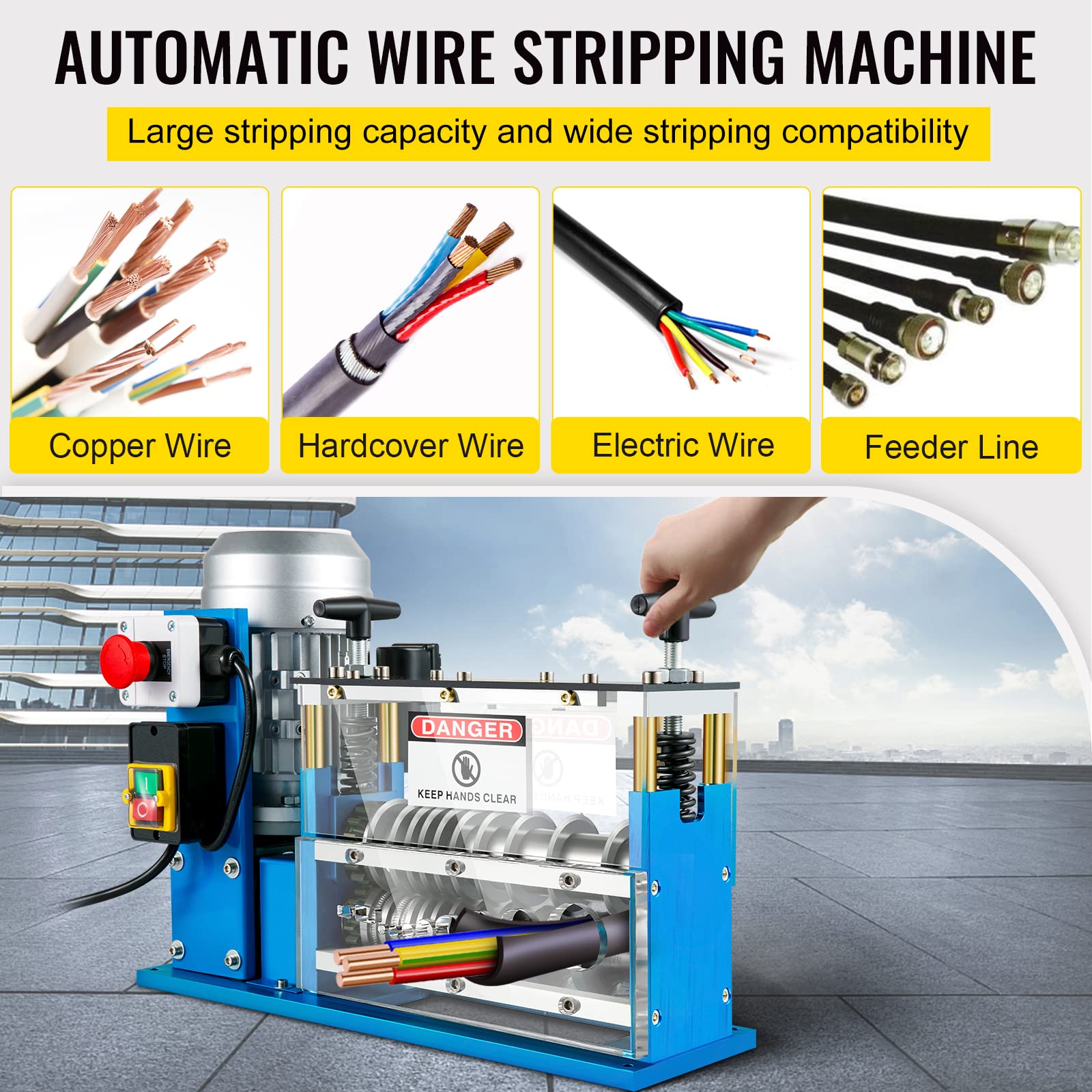 VEVOR automatic wire stripper for cables 0.06-1.5 inches