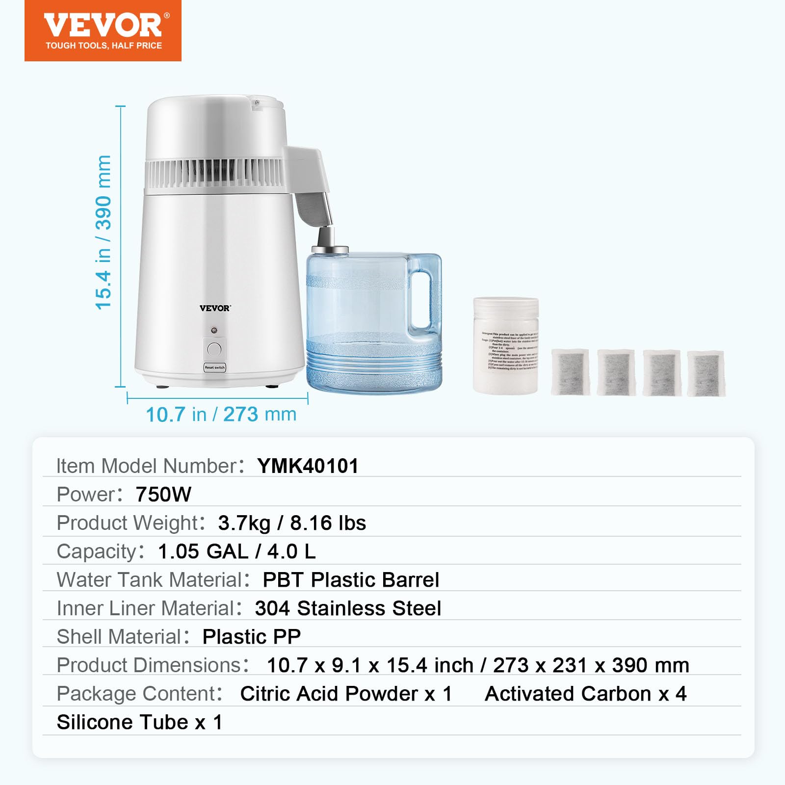 VEVOR distiller auto shutdown and cleaning packs