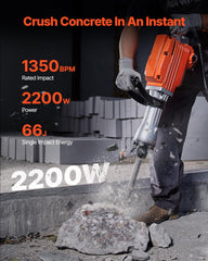 VEVOR Demolition Jack Hammer 2200W side angle view
