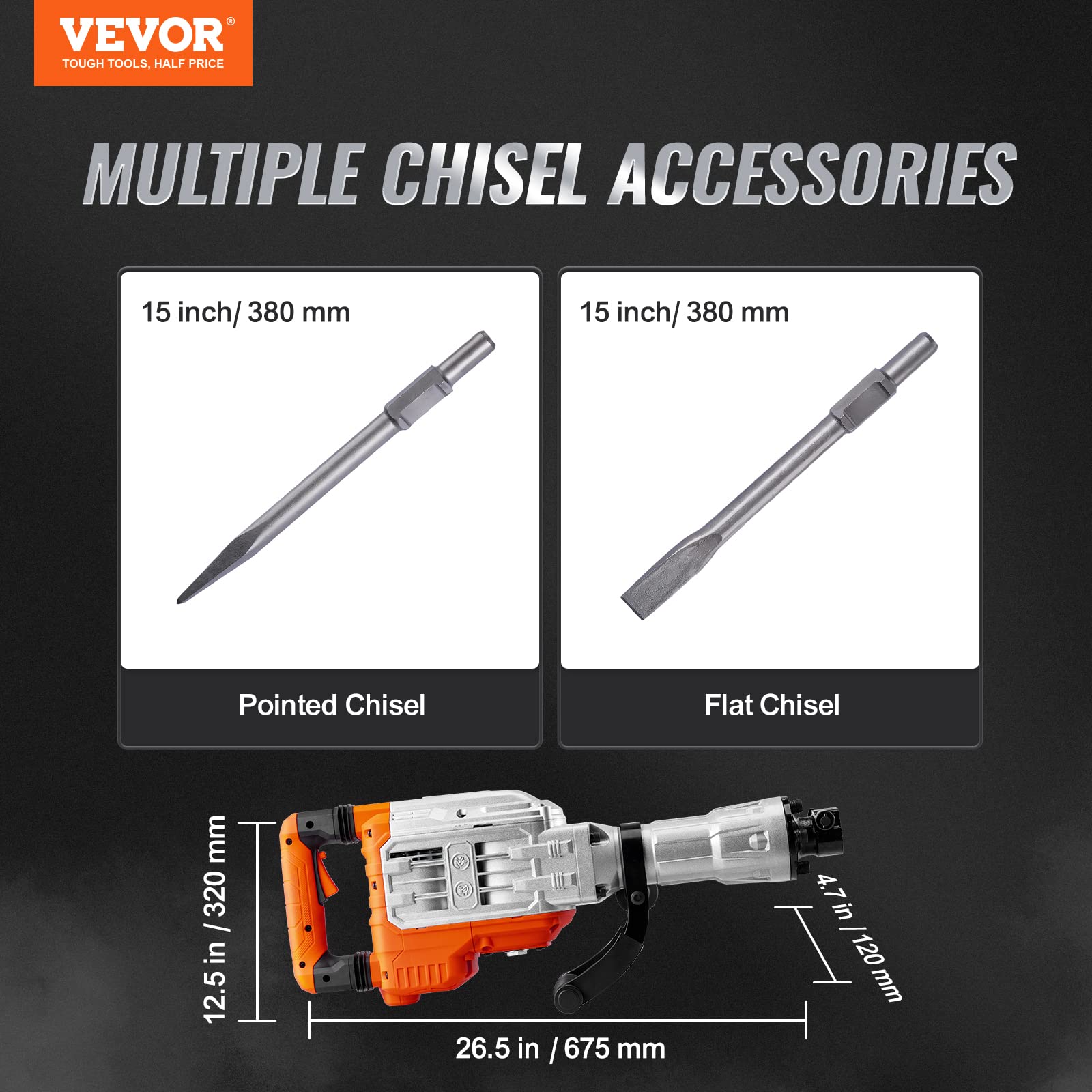 Gloves included with VEVOR 3500W concrete breaker kit