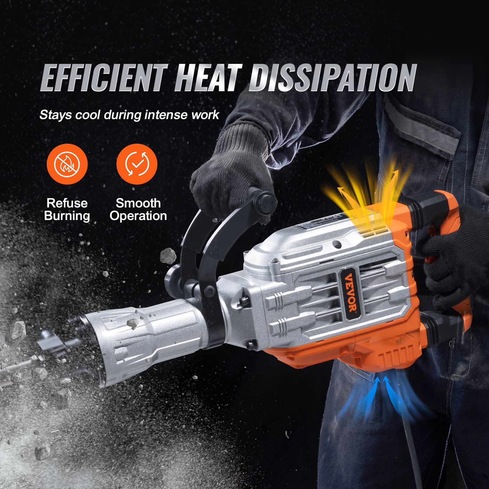 Carrying suitcase included with VEVOR demolition hammer set