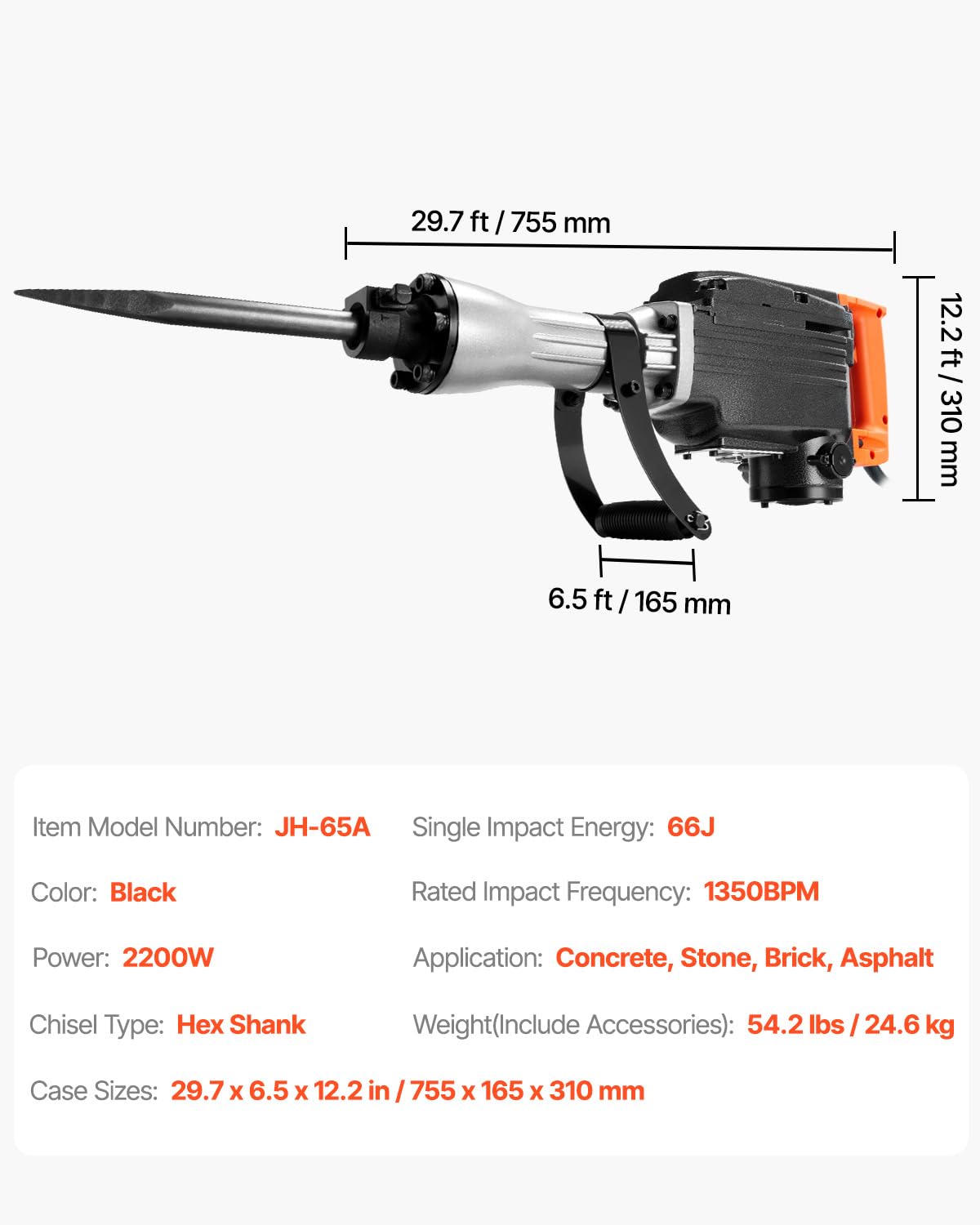 VEVOR four chisels included for demolition