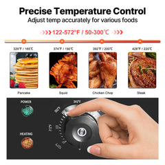 VEVOR electric griddle with 1600 W heating tube for even heat