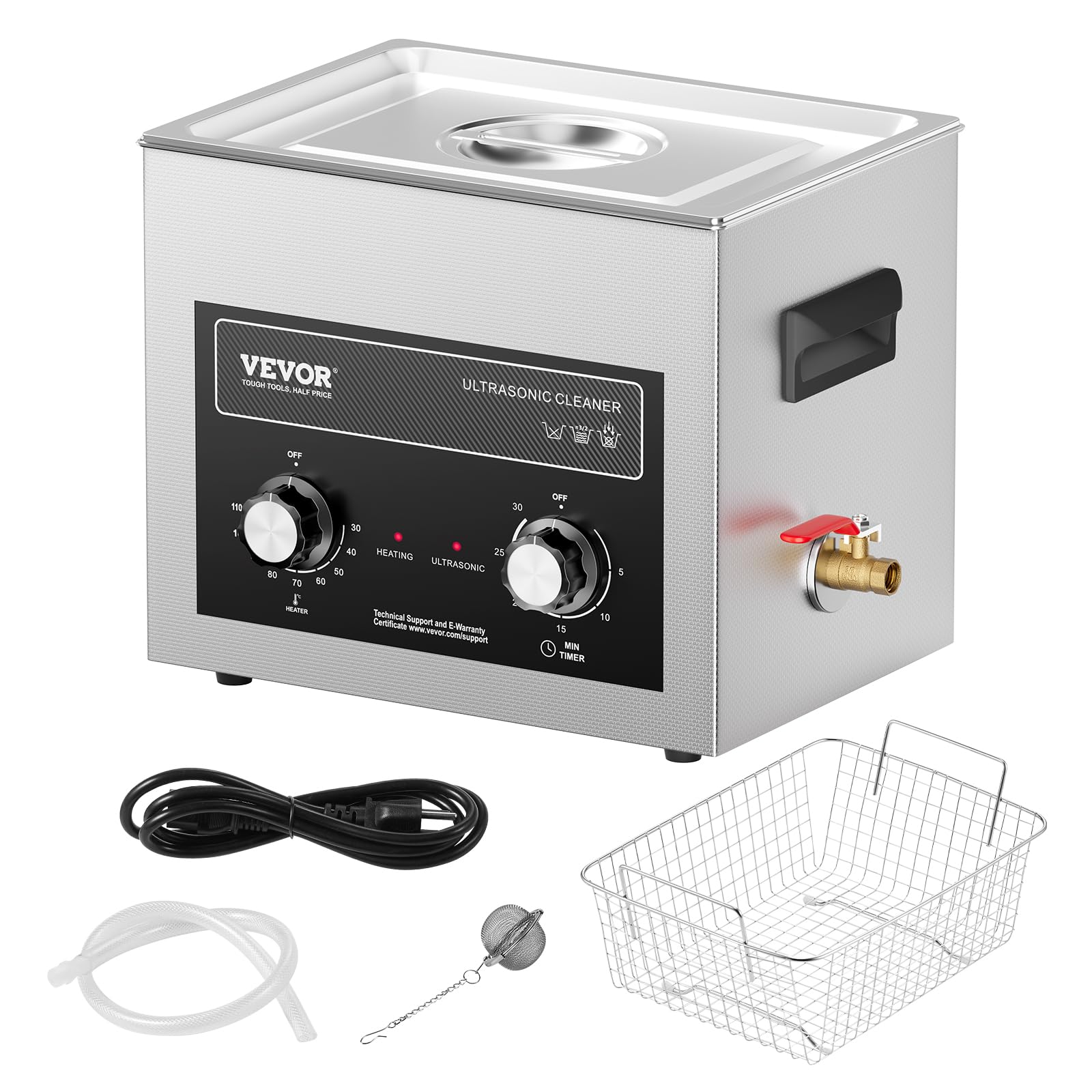 Portable handle and drainage design on VEVOR sonic cleaner